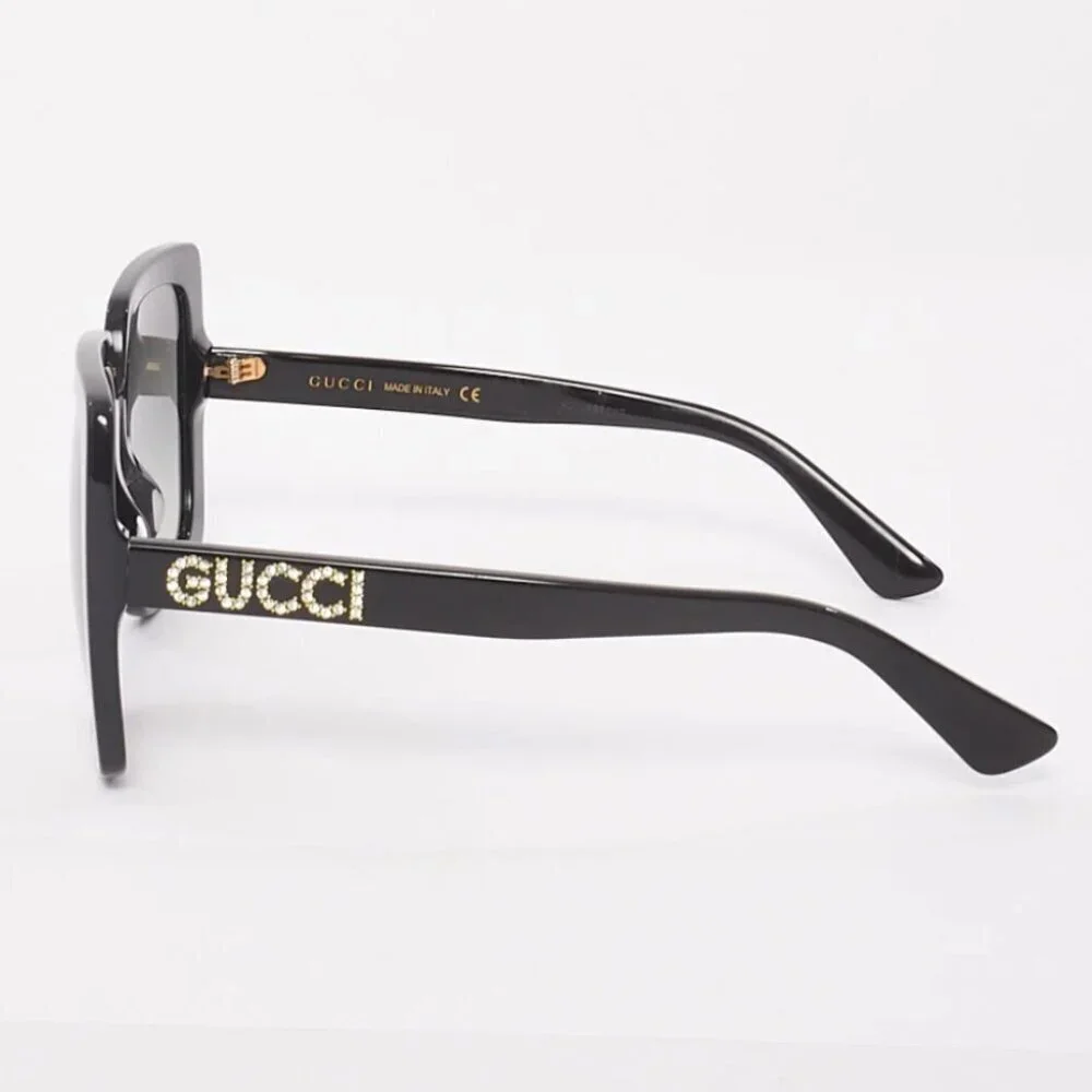 Gucci sunglasses rhinestone bling crystal black silver oversized frame rare